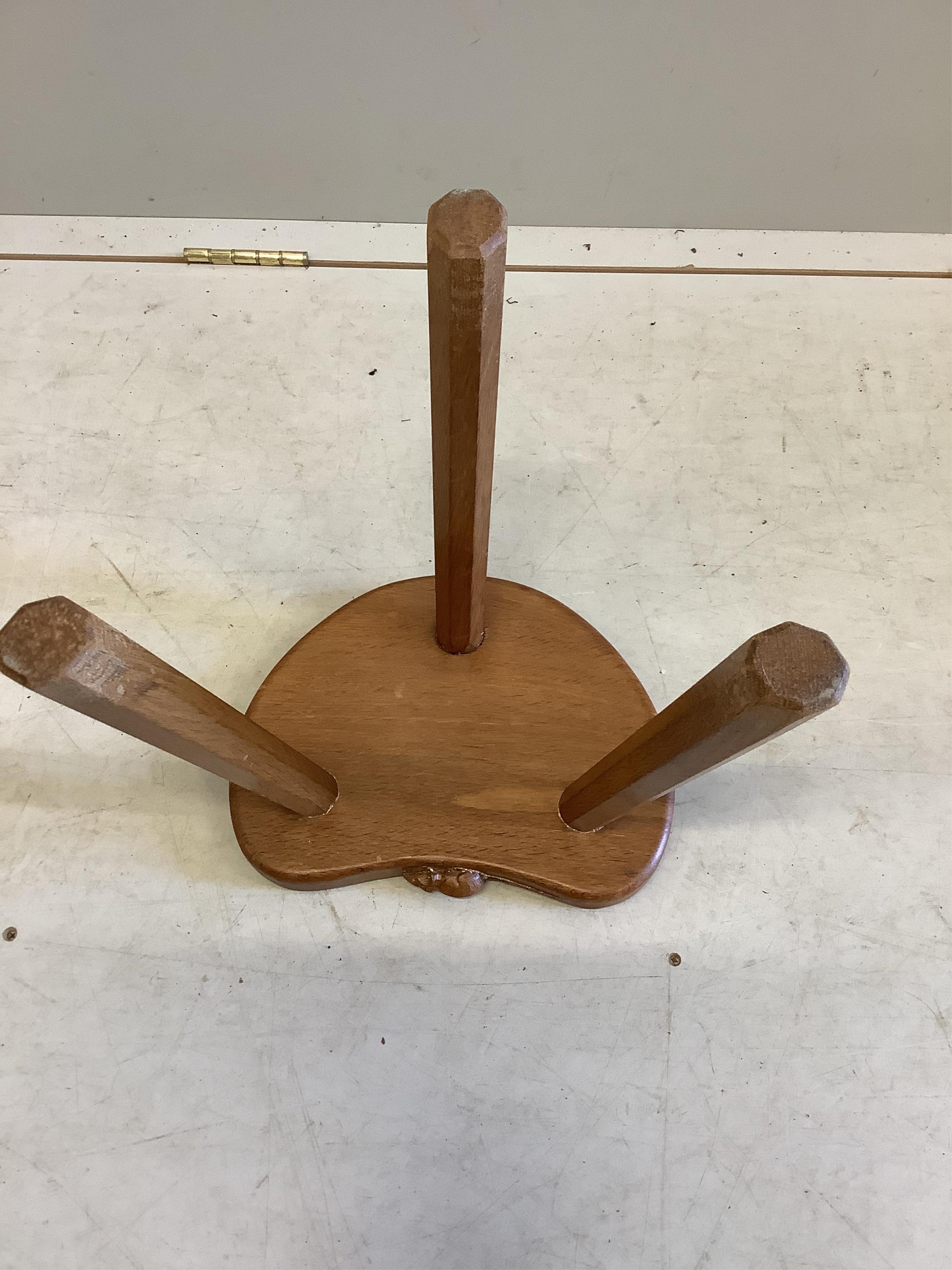 Robert Thompson (the Mouseman) an oak stool, width 30cm, depth 24cm, height 35cm